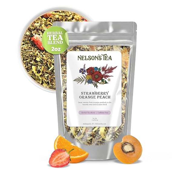 Nelson's Tea Strawberry Orange Peach Rooibos Loose Leaf Tea, 2 oz