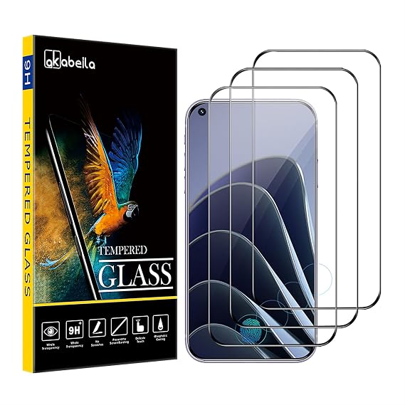 AKABEILA [3 Pack Screen Protector for OnePlus 12 HD Tempered Glass Protective Film 9H Hardness Case Friendly Easy Installation Anti Scratch Bubble Free Black