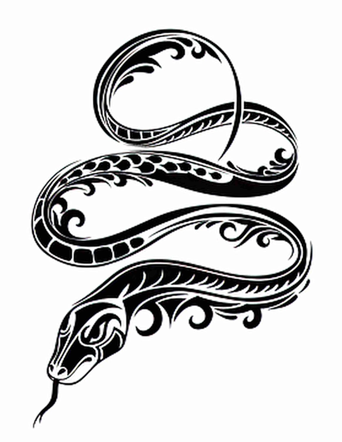 6 Sheets Temporary Tattoos Snake Tatoo Design Background Beautiful Celebration Chinese Christm Temporary tattoo Neck Arm Chest for Women Men Adults 3.7 X 3.7 Inch Snake Tattoo