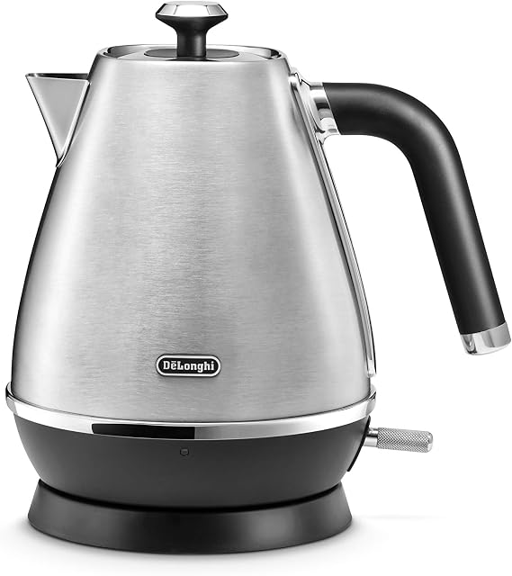 De'Longhi Distinta X Design 1.7L Rapid Boil Metal Kettle, Stainless Steel, Anti-Limescale Filter, Cord Storage KBI3001.M - Brushed Steel