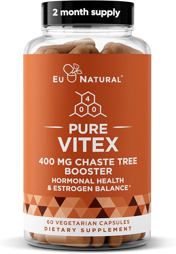 Vitex Pure 400 Mg Chasteberry - Natural PMS Support, Balance Hormones, Regulate Cycle, Promote Skin Health - Full-Spectrum & Standardized - 60 Vegan Soft Capsules