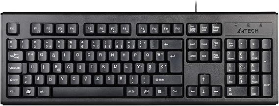A4 Tech KM-720 (F)Turkish FN-Multimedia Keyboard, Waterproof, 2.3cm, Lightweight Design, Adjustable Height, Black