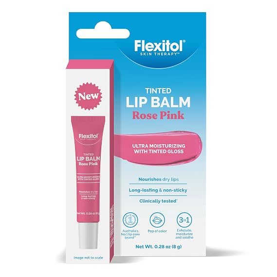 Flexitol Tinted Lip Balm, Rose Pink, Therapeutic, 2.5% Urea | .28oz