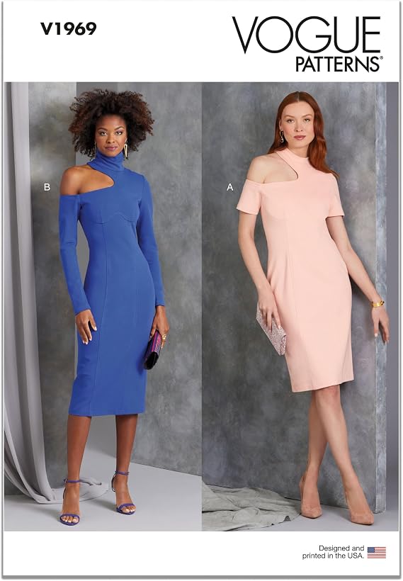 Vogue V1969Y5 Misses' Close-Fitting Dresses Sewing Pattern Kit, Design Code V1969, Sizes 18-20-22-24-26
