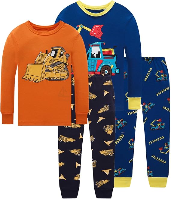 Little bety Boys 4 Pieces Cotton Pajamas Toddlers Long Sleeve 24M-12Years
