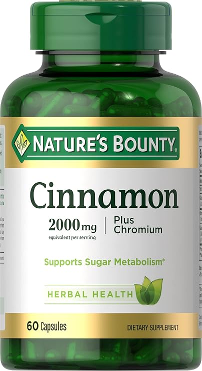 Nature's Bounty Cinnamon 2000mg Plus Chromium, 60 Capsules