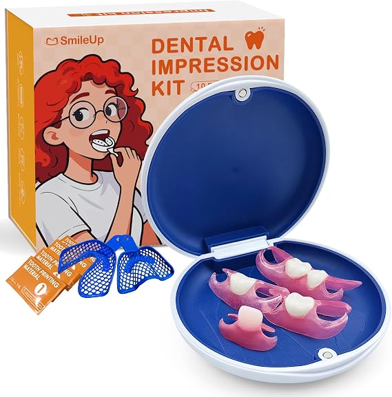 Custom Partial Dentures for Missing Teeth with Impression Kit (5 Teeth) | Removable Dentures for Teeth, Composite Resin False Teeth, Comfortable Temporary Teeth, Easy to Use, Create A Perfect Smile