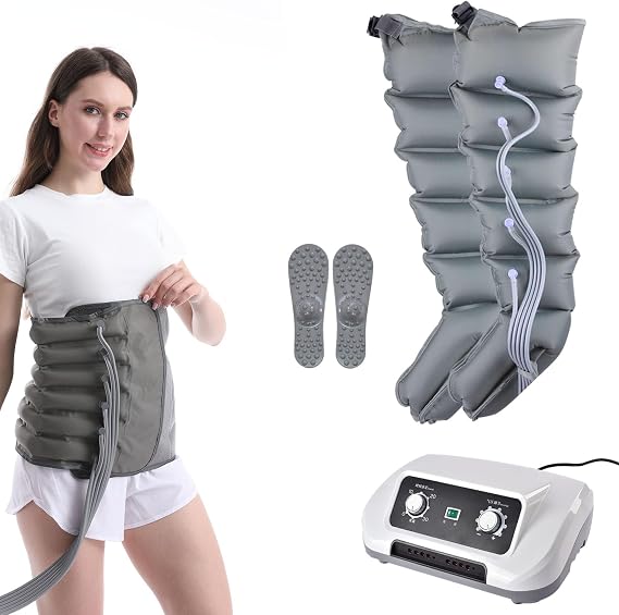 Electric Air Compression Boots Recovery System | Lymphatic Drainage Leg Massager, 6 Cavity Sequential Compression for Circulation Arm Leg Waist Wraps Foot Ankles Calf Massage Machine Pain Relax