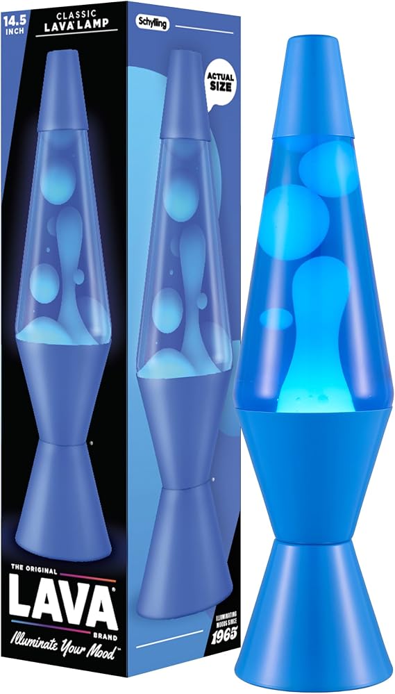 Lava The Original Lamp - New 14.5" Cerulean Blue Classic Liquid Motion Lamp - White Wax and Blue Liquid - Item #2362