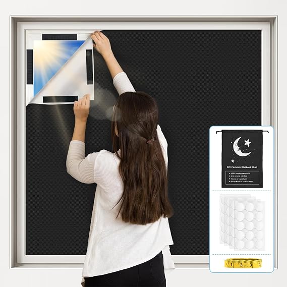 Vanten Upgraded Blackout Curtains, 118" x 57" Shades, 100% Blackout Material with Adhesive Tapes, Window Cover for Baby Nursery, Bedroom, Living Room, Travel