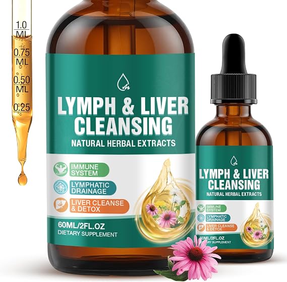 Liposomal Lymphatic Drainage Drops: 23 in 1 Lymphatic Drainage Supplements, Rich in Echinacea, Artichoke,Burdock Root,Elderberry for Lymphatic, Lungs,