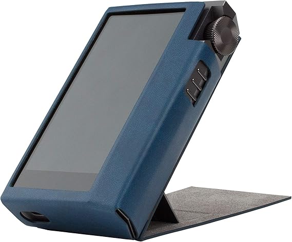 for Astell&Kern KANN Cube, Handmade Miter PU Leather Case Cover [Patented Stand Case] Kann Cube Case (Navy)
