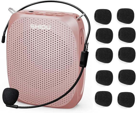 SHIDU Voice Amplifier Teachers and 10 Pack Headset Microphone Covers Foam