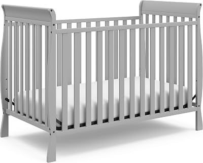 Storkcraft Maxwell Convertible Crib Pebble Gray GREENGUARD Gold Certified, Converts to Toddler Bed and Daybed, Fits Standard Full-Size Crib Mattress, Classic Crib with Traditional Sleigh Design