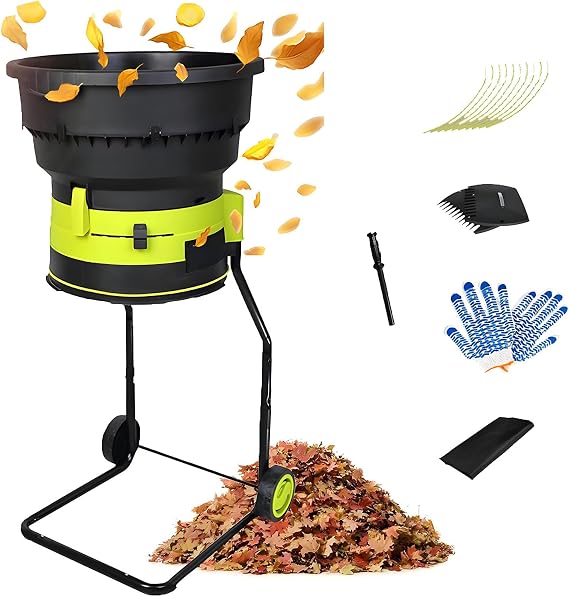 Electric Leaf Mulcher Shredder for Garden,2500w,8000rpm Garden Cleanup Composting Tool,Bladeless Design with Wheels,Storage Bag for Easy Shredding Powercord10m
