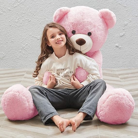 Peluş 120 cm Papyonlu Sevimli Ayı - Sevgiliye Özel Hediye Pembe