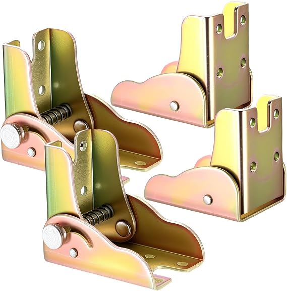 Pack of 4 Folding Hinges with Lock Table Legs Folding Hinge Table Legs Folding Console 90 Degree Self-Locking Locking Flap Fitting Folding Hinges for Table Tops Cabinets
