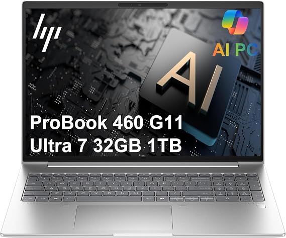 HP ProBook 460 G11 16" Laptop, Intel Core Ultra 7 155U, 32GB DDR5, 1TB SSD