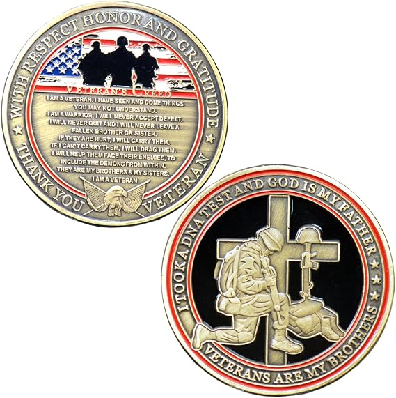Aomcisi Military Veterans Creed Challenge Coin Unreal 3D Military Prayer Coin