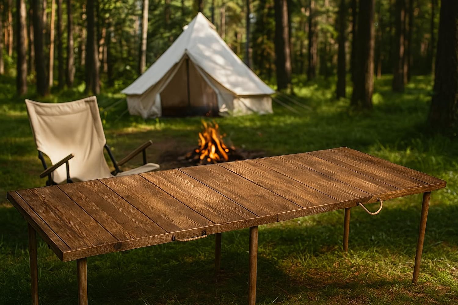 practicaloutdoor Folding Camping, Picnic and Garden Table 75x180 cm - Walnut Color