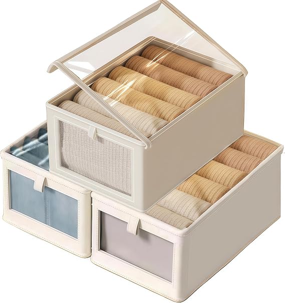 Wardrobe Storage Organiser Boxes with Lids for Clothes Trousers