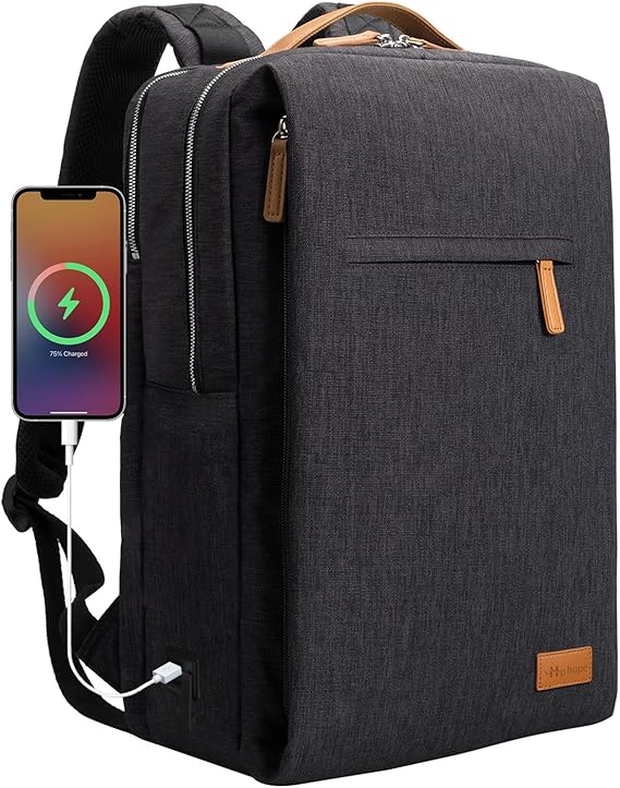 Hp hope Laptop Backpack for Women Travel, Durable Backpacks Carry On, with USB Charging Port, Fits 15.6 Inch Laptop, Waterproof, Resistant Luggage Business Weekender Bag, Black