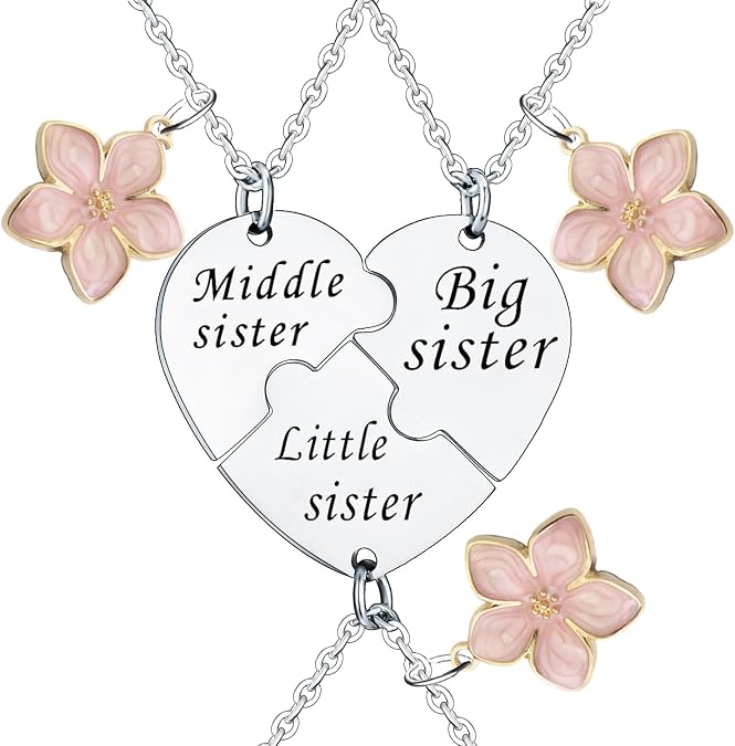 YEEQIN Sister Matching Necklaces - Big, Middle & Little Sister Gifts Set