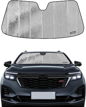Pigenius Windshield Sun Shade for Chevy Equinox 2018-2024, Reversible Silver/Black