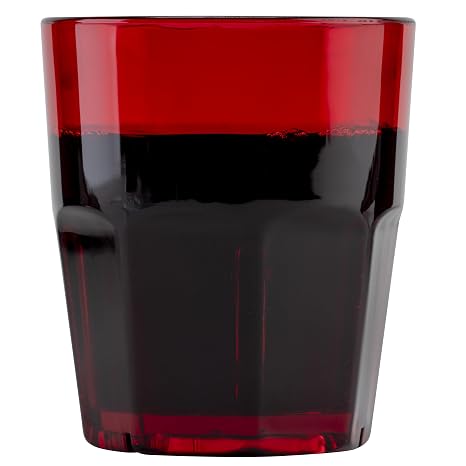 G.E.T. 9912-1-R-EC Heavy-Duty Shatterproof Faceted Plastic Tumbler, 12 Ounce, Red (Set of 4)