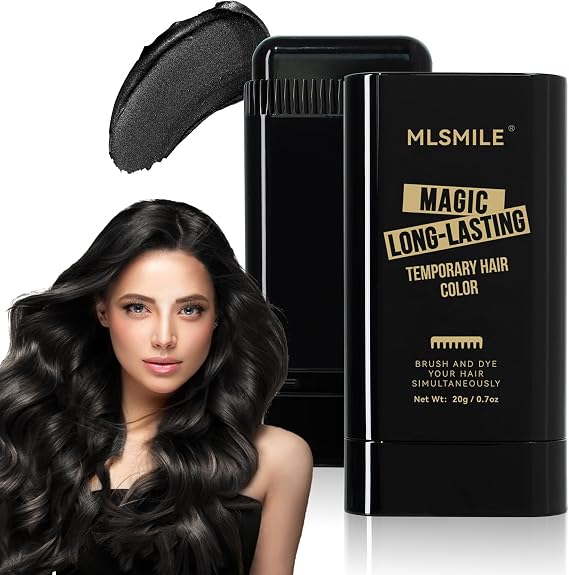 Hair Color Comb,Safe Convenient Waterproof and Sweat-Proof Comb Hair Dye Cream,Coffee Portable Hair Colouring,2-in-1 Color Correction Stick with Comb to Cover Gray and White Hair (black)