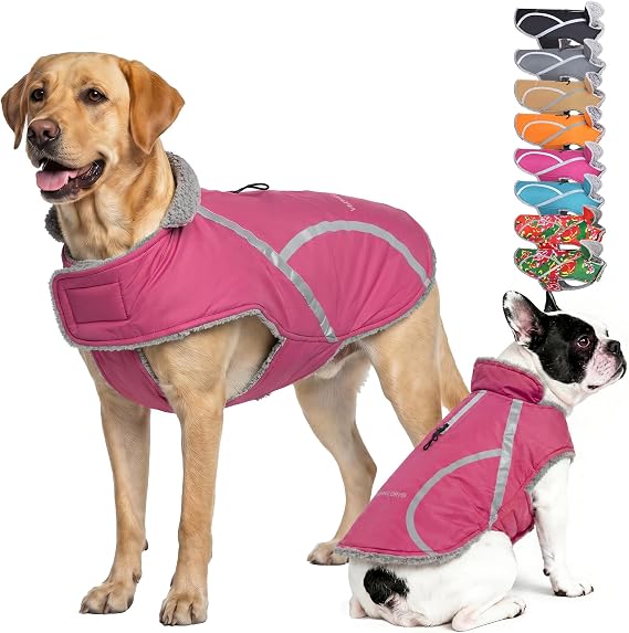 VIVAGLORY Dog Winter Coat Frostfit Dog Jacket Warm, XL, Fuchsia