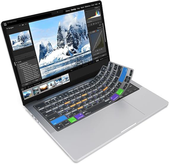 JCPal Adobe Lightroom Shortcut Guide Keyboard Cover for MacBook Pro/Air/Neo