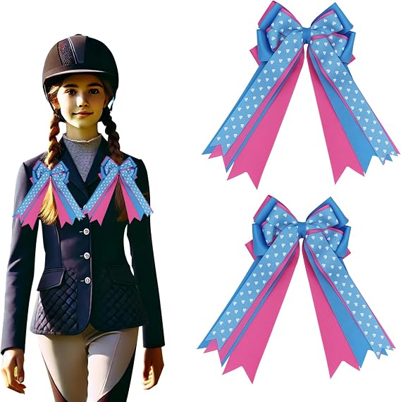 Dielianyi Horse Show Bows Equestrian Show Bows Pony Bows Short Stirrup Bows Horseback Riding Bows Competition Bows Elastic Hair Bows