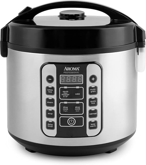 Aroma 20-Cup Rice Cooker and Steamer - Black/Stainless Steel