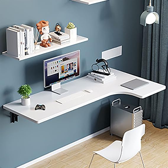 Simple Floating Folding Laptop Desk Wall Mounted Desk Folding Wooden Wall-Mounted Drop-Leaf Table Desk Integrated Wall Mounted Folding Table 130x60/51x24in A
