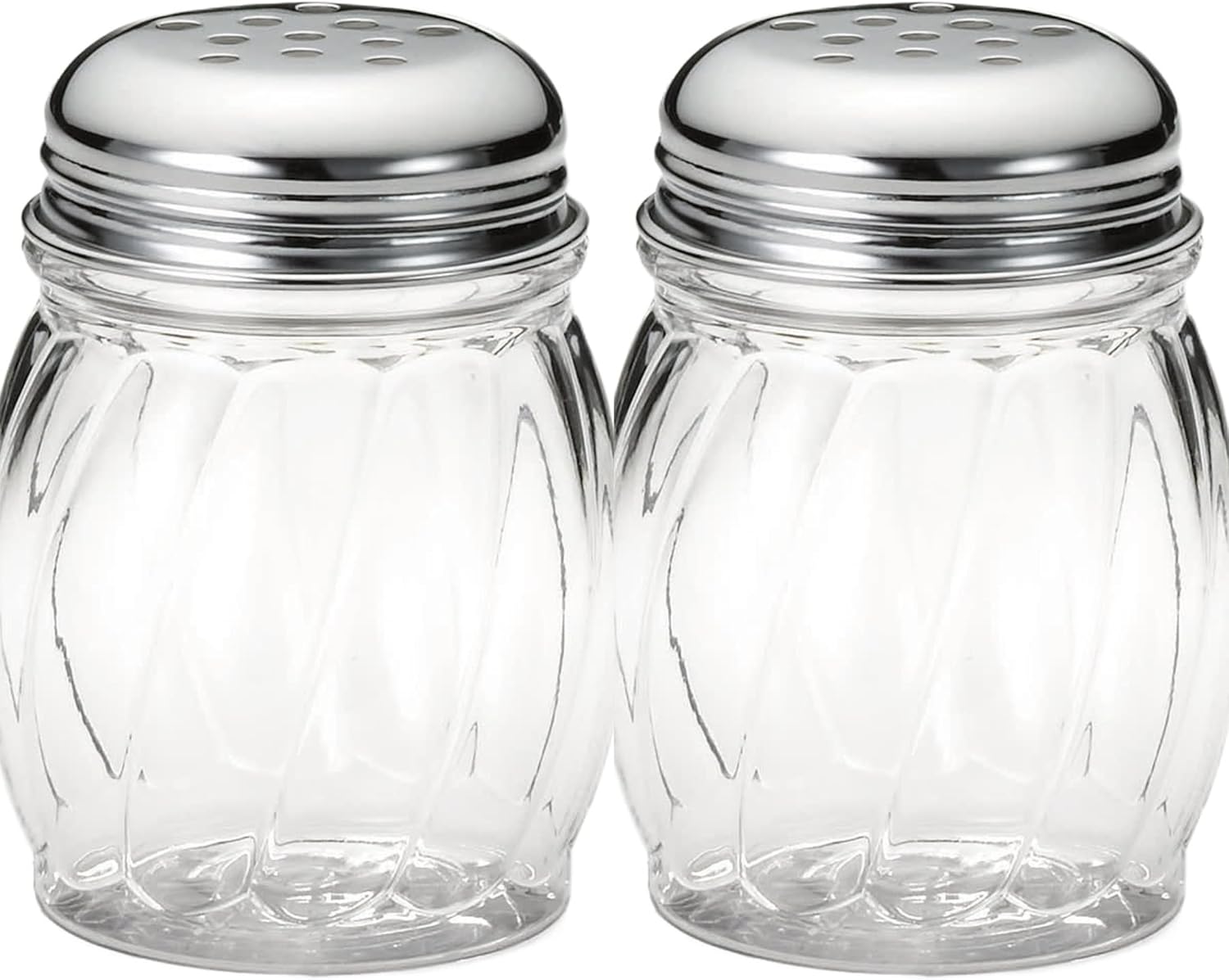 6-ounce Plastic Parmesan Cheese Shaker/Red Pepper Shaker with medium Holes Stainless Steel Lid, Clear Plastic sugar/spice dispenser (360 ml) by GEEX DEPOT (2, 6 Oz)