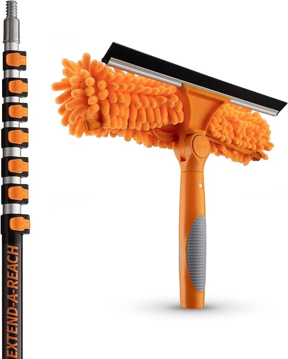 5-30 ft Window Washing Kit with Extension Pole (36+ Foot Reach) | Window Cleaning Tool & Window Washer Squeegee with Telescopic Extension Pole // Best Indoor Outdoor Window Washing Equipment