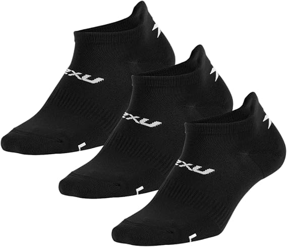 2XU Ankle Sock 3-Pack (Black/White, Small)