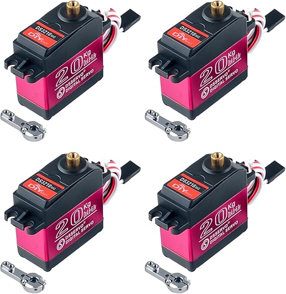 DS3218 High Torque Metal Gear Digital Servo Water Resistant RC Servo 20kg 270 Degree Rotation for Baja RC Cars DIY Model (Pack of 4 Sets)