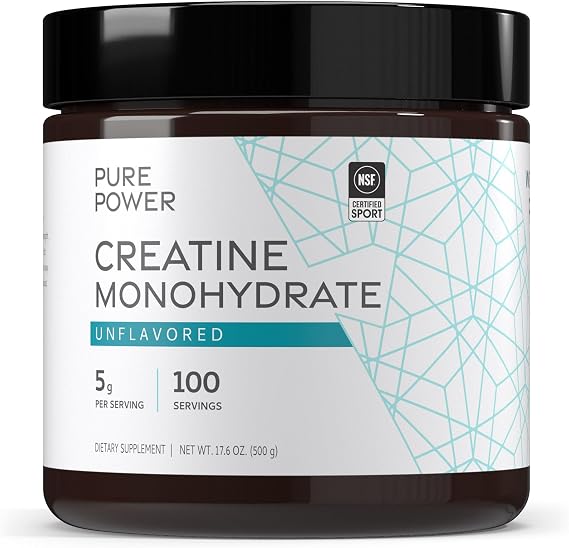 Dr. Mercola Pure Power Creatine Monohydrate - Supports Strength & Performance - Unflavored - NSF Certified - Quick-Dissolving Powder - 17.60 oz - 100 Servings | Supports Strength and Performance, NSF Certified, Quick-Dissolving Powder, 5g of Creatine Per Serving