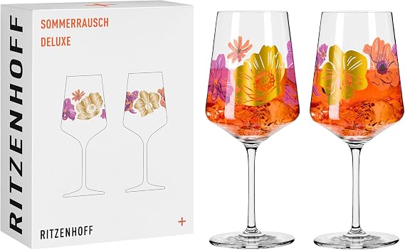 RITZENHOFF Sprizz 2841019 Aperitif Glass Set of 2 500 ml Summer Rausch Deluxe Series with Colourful Collage - Made in Germany