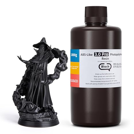 ELEGOO ABS-Like Resin 3.0 Pro, 3D Printing Resin with Higher Scratch-Resistance, High Toughness, High Precision, Fast Curing 405nm UV Resin for MSLA/LCD/DLP 3D Printers, Black 1000g
