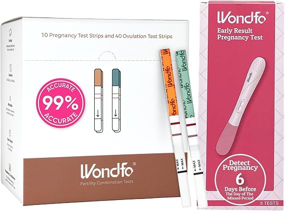 Wondfo Ovulation Test Strips and Pregnancy Test Strips Kit [40 LH + 10 HCG]+ 10mIU/ml Pregnancy Test [5 Pack]