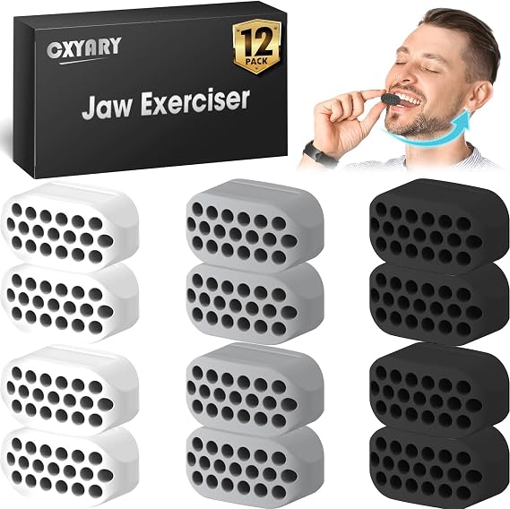 Jaw Exerciser Gum,Jawline Exerciser for Men6pcs,BPA Free, Jaw Trainer & Jawline Shaper,Face Slimming Tools for Men/Women,More Suitable for Beginners Grey