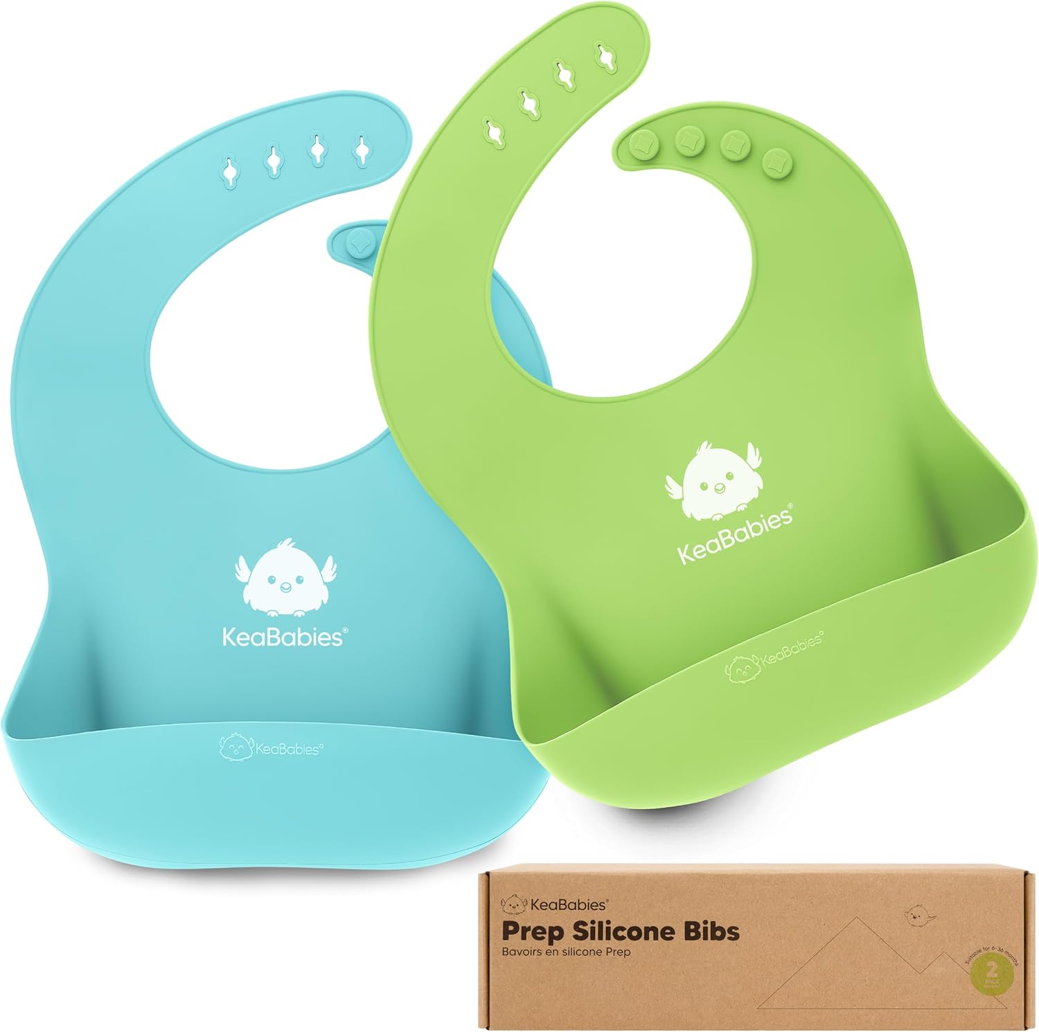 Silicone Baby Bibs - Easy Wipe Silicone Bibs for Babies - Weaning Bibs with Large Food Catcher - Toddler Bib for Boys, Girls - BPA Free Baby Bib - Baby Weaning Bib - Baby Bibs for Weaning Cloud Nine