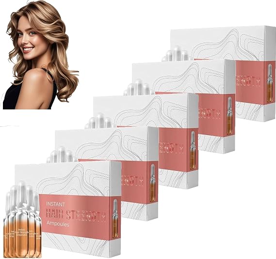 Instant Hair Strengthen Ampoules, Hair Ampoule Treatment, Hair Stimulant Intensive Lotion, Hair Strength Lotion, Hair Growth Serum for Damage and Dry Hair (5Box)