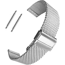 Metallic Gray Silver Thick Wire Mesh Steel Watch Cord Strap 20-22-24mm