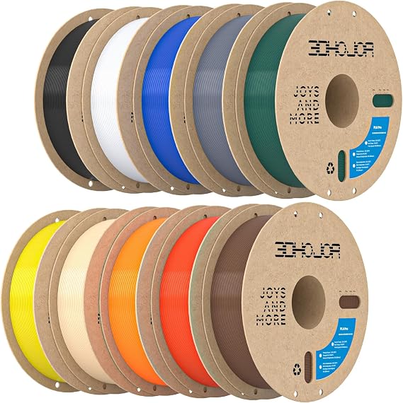 3DHoJor PLA+ PLA Plus 3D Printer Filament 1.75mm 1KG*10 Multicolor Bundle A
