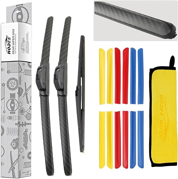 3 wipers 26"+20"+12" Front Wiper Blades Replacement for Land Rover Discovery Sport SUV 2014-2025 Windshield Blade & Back Rear Window Blade Hook Replace Cover Black/Blue/Yellow/Red