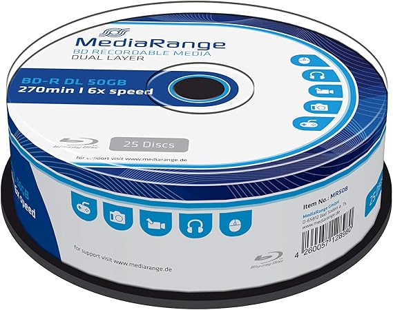 MediaRange BD-R Dual Layer 50GB 25er-Pack 6X